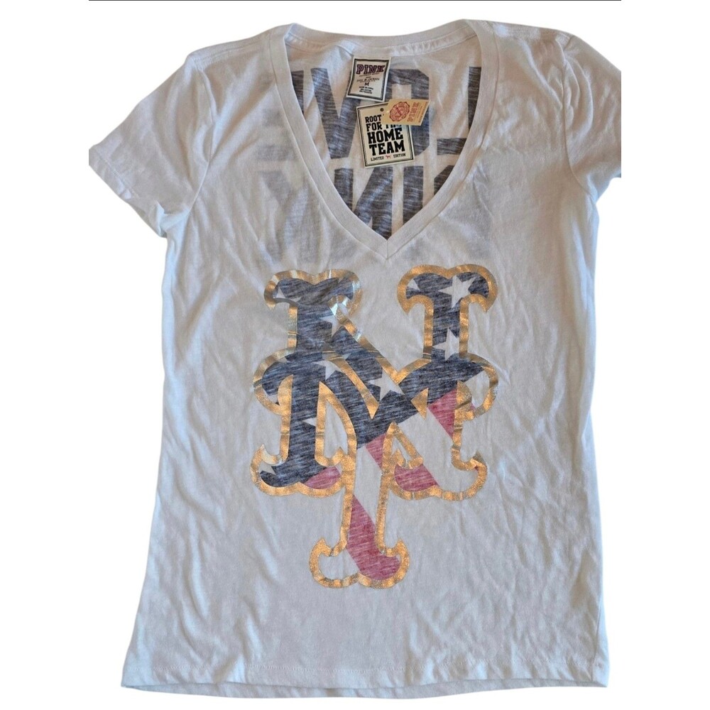 VICTORIA'S SECRET PINK Y2K NEW YORK YANKEES TShirt WHITE NEW WITH TAG MEDIUM